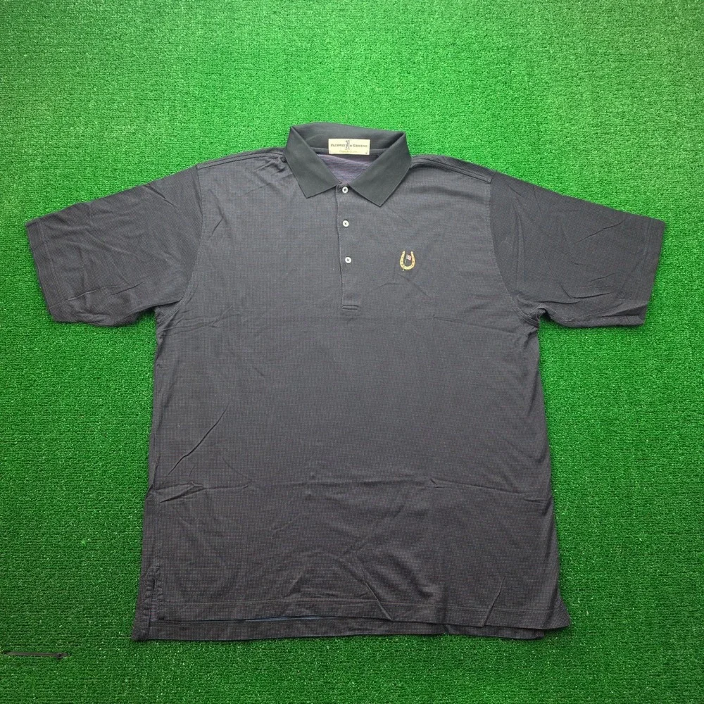 Fairway‎ & Greene 18th Hole Horseshoe Golf Polo Shirt Mens XL Black Embroidered